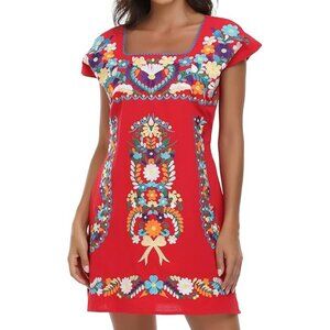 Women’s Mexican Embroidered Sleeveless Dress – Red – Size S – NWT